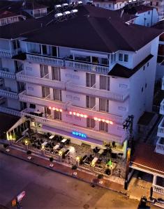 an overhead view of a hotel at night at Gold Stern in Paralia Katerinis