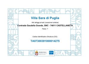 una muestra de una tarjeta de visado con un patrón en Villa Sara di Puglia en Castellaneta