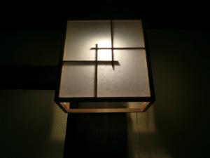 a light with a cross on top of it at Tajimaya in Nakatsugawa