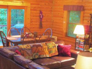 Alpine Log Cabin的休息区