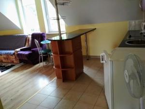 a kitchen with a sink and a washing machine at VITA Augustów in Augustów