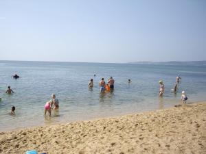 a group of people in the water at the beach at U Sergeya in Berehove