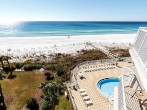 an aerial view of a beach with a swimming pool at Summer Place in Fort Walton Beach