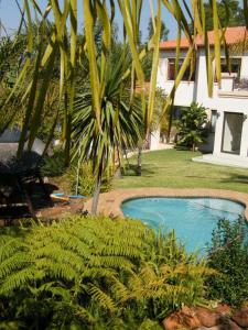 una piscina en un patio junto a una casa en Littlefield Luxury Suite en Johannesburgo