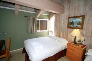 Mammoth Ski & Racquet Club #64-Pet! في بحيرات ماموث: غرفة نوم بسرير كبير ونافذة