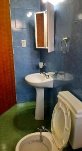 un bagno con un water e un lavandino di Ruta 20 HOUSE Quines a Quines Altre 46 foto