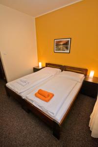 Letto o letti in una camera di Hotel U Zlatého býka