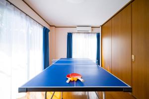 una mesa de ping pong con una tortuga de juguete. en Hachijyo-island Blue Eight -八丈島ブルーエイト-, en Mitsune