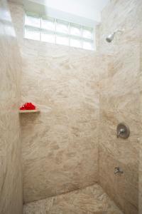 a bathroom with a shower with a glass door at Franky Villa in Boracay +28 photos