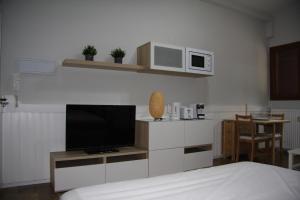 a living room with a tv and a bed at Vielha centro estudio Sapporo in Vielha