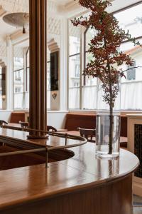 a vase with a plant sitting on a table at Hotel Rochechouart - Orso Hotels in Paris