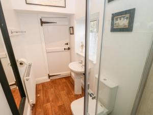 ein Badezimmer mit Toilette und Waschbecken in der Unterkunft Hawthorne Cottage in Barnard Castle + 23 Fotos
