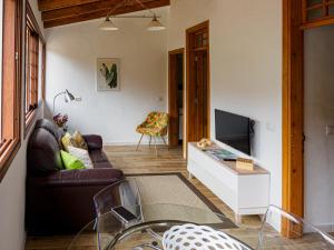 a living room with a couch and a tv at CASA BIBIANA CON ESPECTACULARES VISTAS in Hermigua