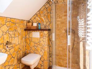 a bathroom with a toilet and a shower at Siedlisko Poleski Zakątek in Lejno +34 photos