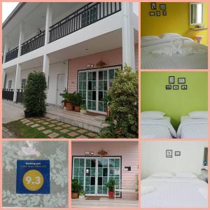 a collage of four pictures of a house at Patchy & PPraw Family in Ubon Ratchathani