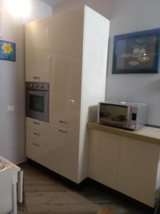 una cucina con forno a microonde e piano cottura accanto di Tom & Jerry a Pisa