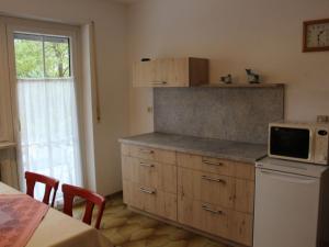 una cucina con frigorifero e forno a microonde di Apartment in Goggersreut mit Terrasse a Röhrnbach