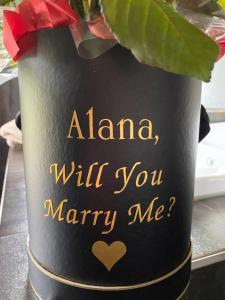a candle that says alana will you marry me at Spa Suites at RAVEN in Hepburn Springs
