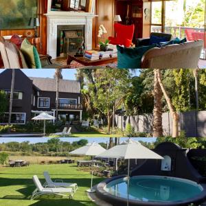 a collage of two pictures of a house with a pool at Le Must Residence in Upington