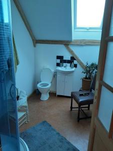 łazienka z toaletą i umywalką w obiekcie Na Łąkie w Szczecinku