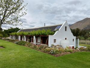a white house with plants on the side of it at Alpaca Inn in Montagu