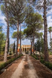 una strada sterrata con alberi di fronte a un edificio di Cottage a 5 minuti dal mare a Nardò