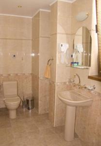 a bathroom with a toilet and a sink at Family Hotel Silvestar in Veliko Tŭrnovo +98 photos