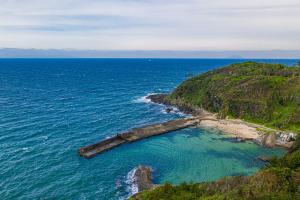 an aerial view of an island in the ocean at Gardenvilla Shirahama in Shimoda