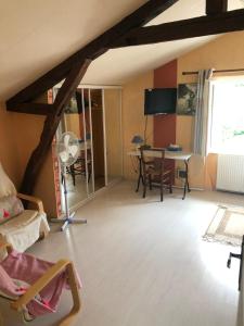 TV a/nebo společenská místnost v ubytování Les Figuiers de Louna - PIERRE ENSOLEILLÉE - 110 m2 et une véranda