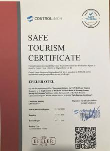 Certifikát, hodnocení, plakát nebo jiný dokument vystavený v ubytování Efeler Hotel