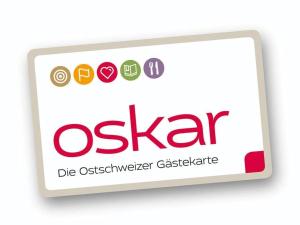 a tablet with the osaka logo on it at Idyllhotel Appenzellerhof in Speicher