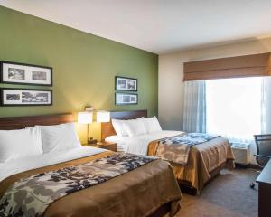 a hotel room with two beds and a window at Sleep Inn & Suites Defuniak Springs - Crestview in Mossy Head
