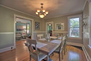 a dining room with a table and chairs at Dtwn Lake Geneva Home, Walk to Beach and Restaurants in Lake Geneva