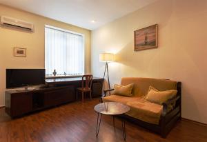 基辅Kyiv High Standard Apartment的客厅里有一张沙发和一台电视