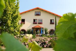 ein großes Haus mit Blumen davor in der Unterkunft Villa Hochdörffer Gästehaus in Landau in der Pfalz