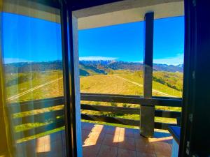 a view from a window of a mountain view at Pensiunea Soarelui in Fundata