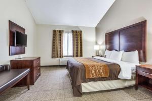 Comfort Inn & Suites Love Field-Dallas Market Center tesisinde bir odada yatak veya yataklar