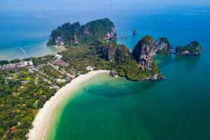 an aerial view of a island in the ocean at Railay Village Resort in Railay Beach