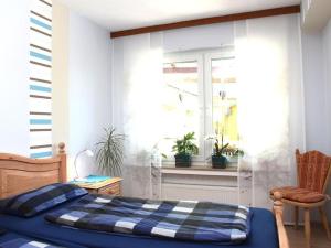 um quarto com uma cama e uma janela em Ferienoase Balve em Balve