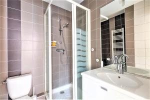 a bathroom with a shower and a toilet and a sink at L'Escale du Château à 500m du LAC rue Carnot in Annecy