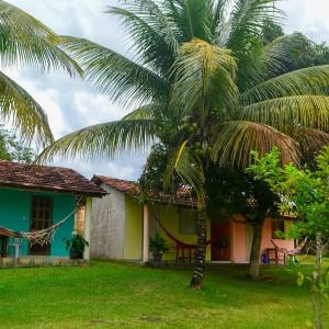 dom z palmą przed nim w obiekcie Hospedaria Caribe w mieście Cumuruxatiba