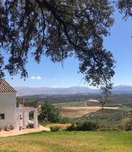 una casa en una colina con vistas a un campo en Finca El Almendrillo, en Iznájar