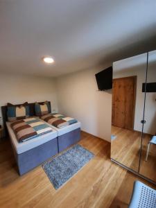 a bedroom with a bed in a room at Alpha Apartment in Schröcken