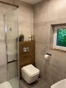 Kúpeľňa v ubytovaní Domek Przy Stoku - Słotwiny