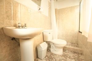 a bathroom with a sink and a toilet at Andean Dreams Hotel in Cusco