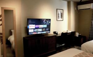 En tv och/eller ett underhållningssystem på Hotel Traveling Bridge Nijojo