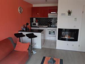 a living room with a couch and a fireplace at DISNEYLAND PARIS/VAL 2 APART' in Montévrain