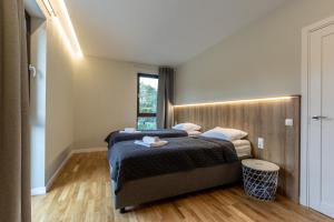 a bedroom with two beds and a window at Don Vyto in Druskininkai