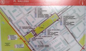 una mappa della città di huaikanasaki di apartament Hallera Square Warsaw 27m2 a Varsavia