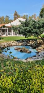 a pond in the middle of a yard at Hotel Mediterraneo in Qualiano